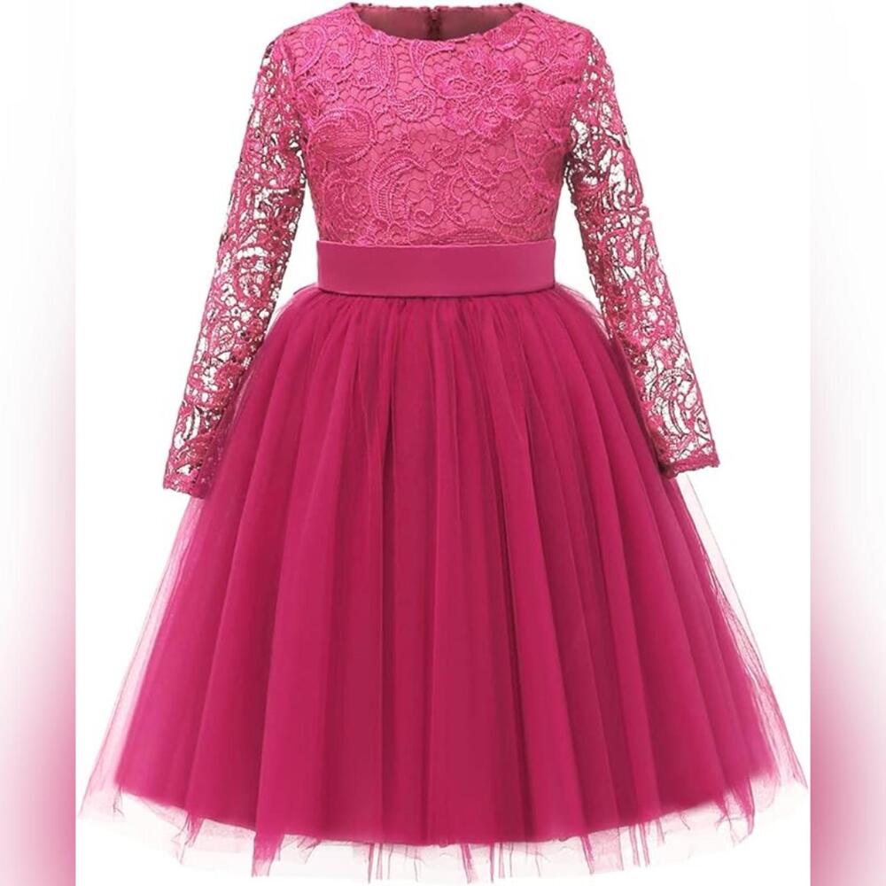 NWT Long Sleeves Lace Top Tulle Skirt for Girls, Flower Girl, Parties, Sz. 6